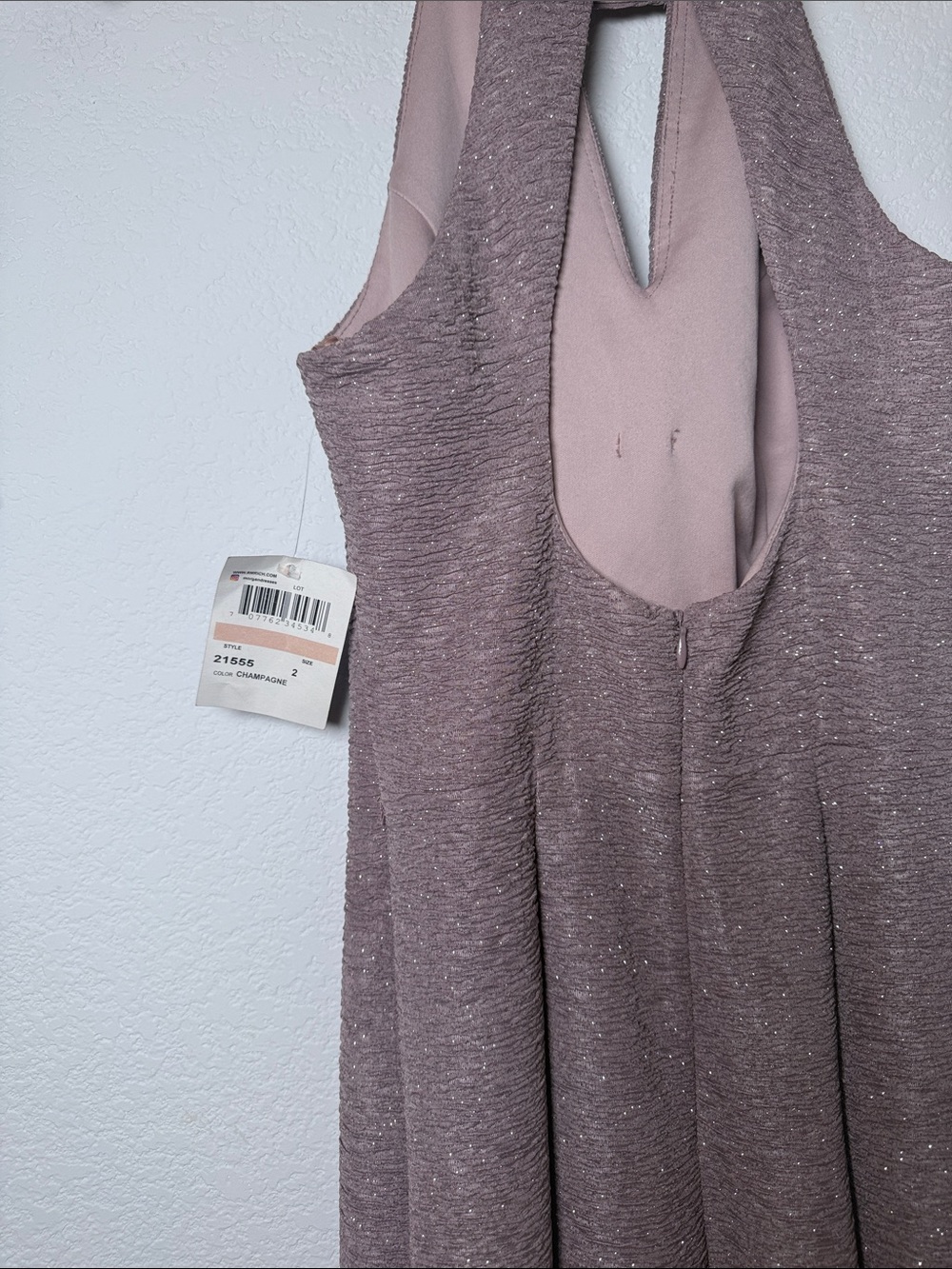 Night Way Collections Rose-Mauve Shimmer Halter Maxi Dress - Picture 12 of 14